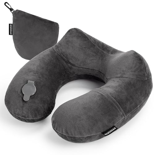 Rewondah Inflatable Travel Pillow for Sleeping Airplane - Inflatable Neck Pillow for Traveling on Plane with Washable Cover, Blow up Neck Travel Pillow for Airplanes, Cars - Portable and Comfortable - Image 1