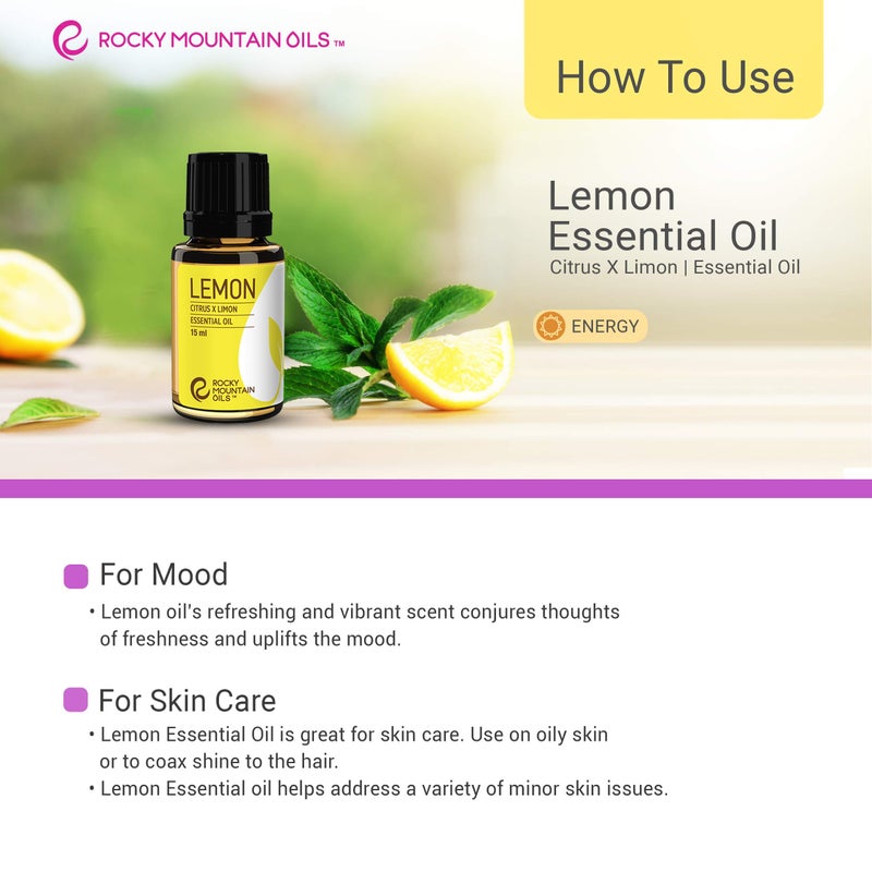 Rocky Mountain Oils Lemon Essential and Natural Aromatherapy Essential Oils for Diffuser, Topical, and Home - 15ml - Image 4