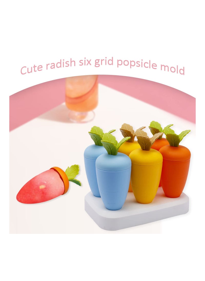 Y&D - Popsicle Molds, Reusable Easy Release Ice Pop Make Homemade Cream Make, for DIY Cartoon Shape, PBA Free, Cute Radish (6 PCS) - Image 1
