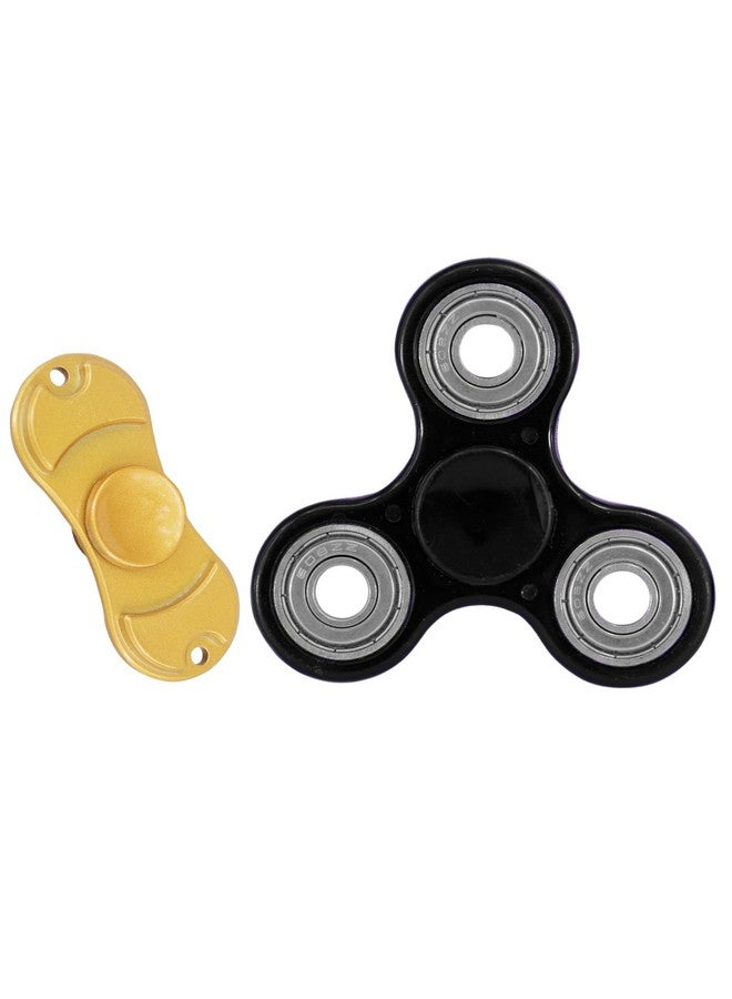 Premsons Premsons® Hand Spinner Desk Toy - High Speed Smooth Finger Spin Sensory Fidget Stress Relief Game Play for Kids & Adults - Birthday Party Gift - Combo - Black + Metal Gold Dual - Image 1