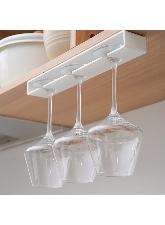 Wine Glass Holder - Punch-free Wine Glasses Holder Under Cabinet, Hanging Stemware Rack, for Bar Under Cabinet Wine Glass Holder self-adhesive (Excluding Cups) (2 Pack-White-B) - Image 4