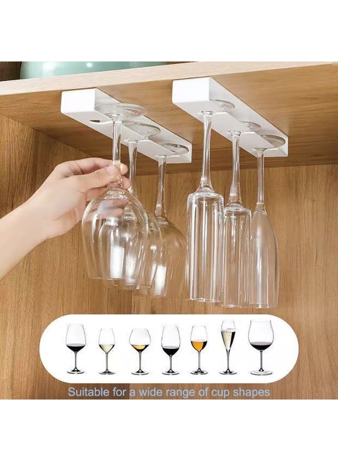 Wine Glass Holder - Punch-free Wine Glasses Holder Under Cabinet, Hanging Stemware Rack, for Bar Under Cabinet Wine Glass Holder self-adhesive (Excluding Cups) (2 Pack-White-B) - Image 5
