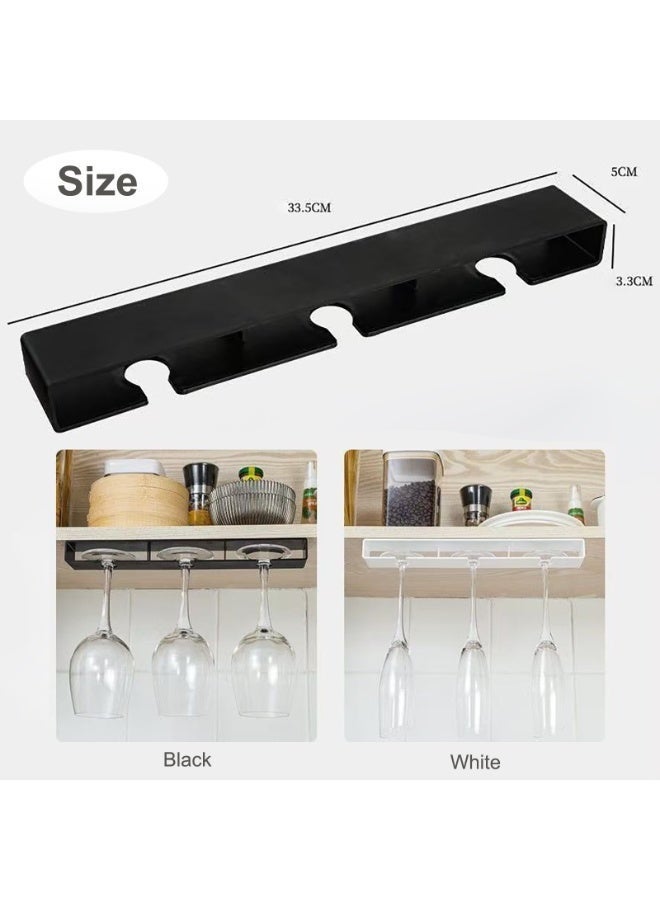 Wine Glass Holder - Punch-free Wine Glasses Holder Under Cabinet, Hanging Stemware Rack, for Bar Under Cabinet Wine Glass Holder self-adhesive (Excluding Cups) (2 Pack-White-B) - Image 3