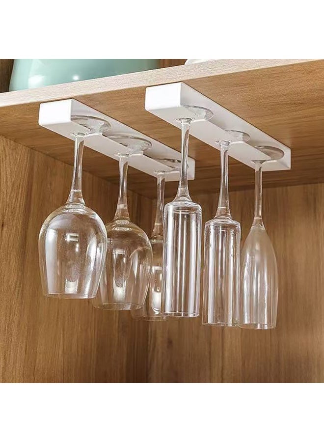 Wine Glass Holder - Punch-free Wine Glasses Holder Under Cabinet, Hanging Stemware Rack, for Bar Under Cabinet Wine Glass Holder self-adhesive (Excluding Cups) (2 Pack-White-B) - Image 2