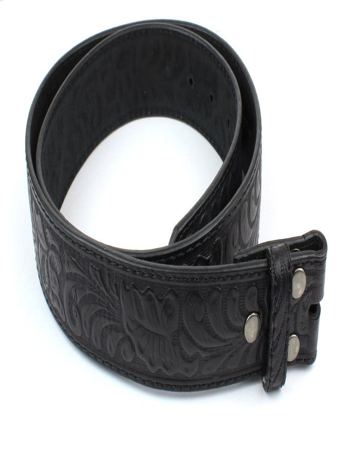 BC Belts Leather Belt Strap with Embossed Western Scrollwork 1.5" Wide with Snaps (Black-L) - Image 5