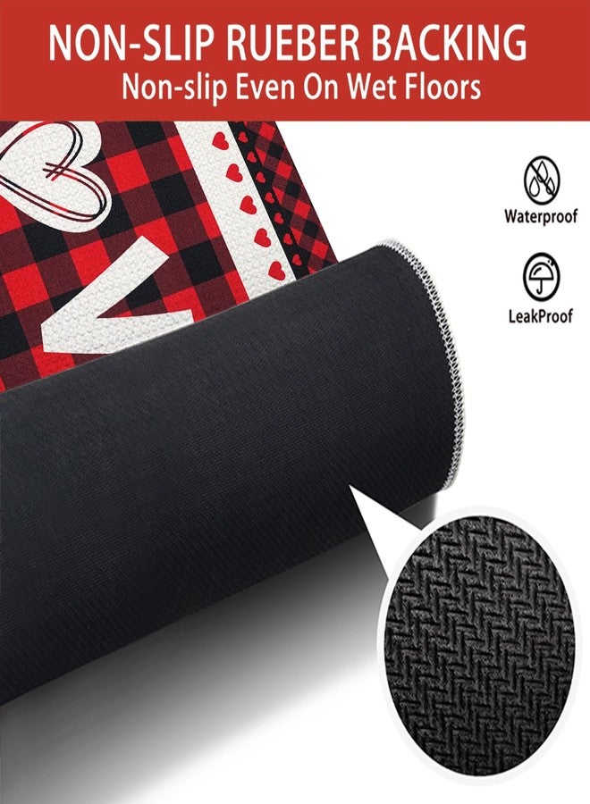 Kuyuayee Valentine's Day Bath Mats for Bathroom 17x27 Inch Non-Slip Washable Valentines Love Heart Bathroom Rugs Super Absorbent Valentine Anniversary Wedding Home Decor Rug - Image 4