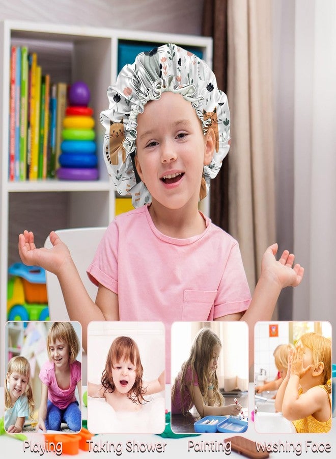 BHAHB 2 PCS Kids Bonnets for Girls Boys Satin Silk Hair Bonnets Double Layer Elastic Adjustable Hair Caps Sleeping Reusable, K2-dinosaur, One Size - Image 5