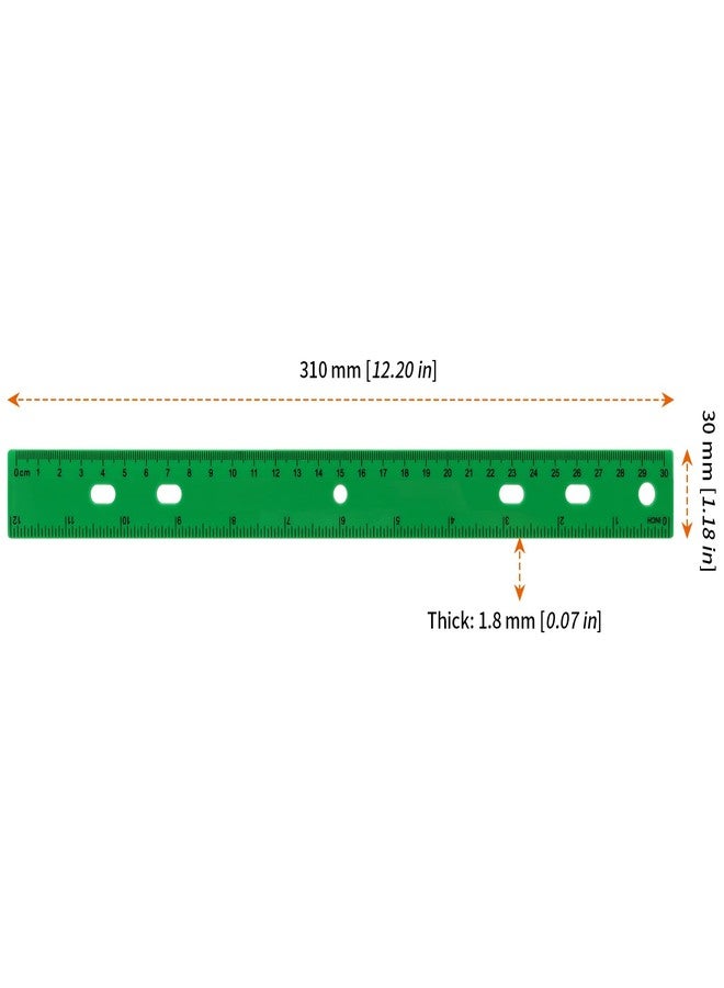 HOZEON 120 Pack 12 Inch Colorful Plastic Ruler Bulk, Colored Measuring Rulers with Inches and Centimeters, Plastic Straight Ruler with Hole, Metric Rulers for School Classrooms, Office - Image 2