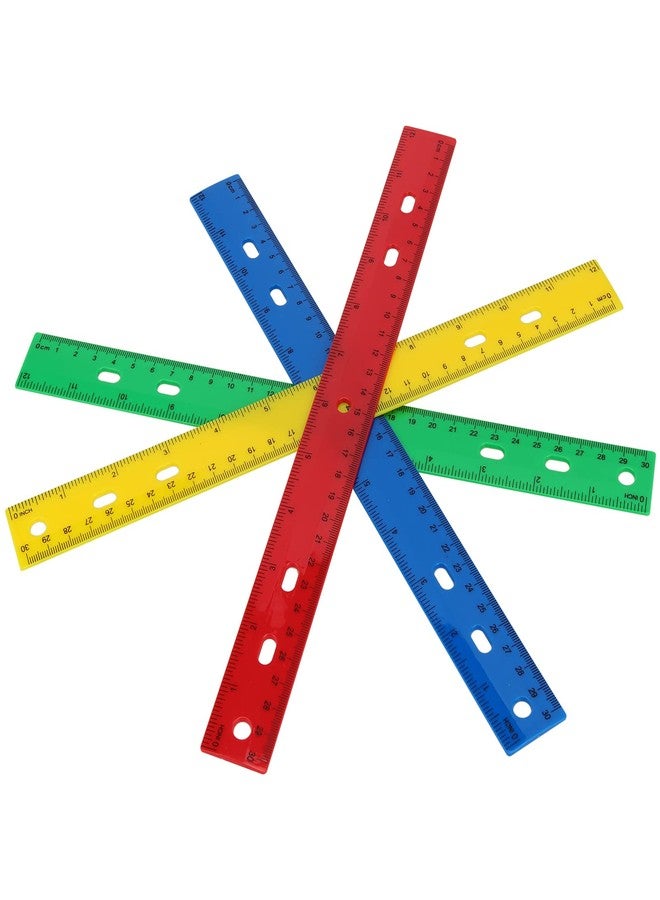 HOZEON 120 Pack 12 Inch Colorful Plastic Ruler Bulk, Colored Measuring Rulers with Inches and Centimeters, Plastic Straight Ruler with Hole, Metric Rulers for School Classrooms, Office - Image 4