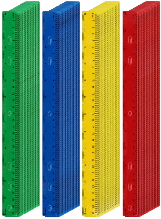 HOZEON 120 Pack 12 Inch Colorful Plastic Ruler Bulk, Colored Measuring Rulers with Inches and Centimeters, Plastic Straight Ruler with Hole, Metric Rulers for School Classrooms, Office - Image 1