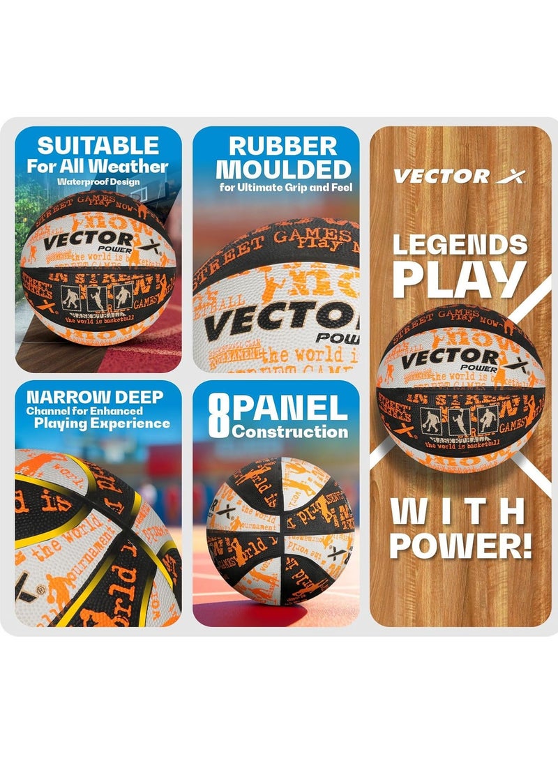 Vector X Power Basketball | For Men & Boys | Material: Rubber | Water Resistant Ball | Moisten Needle Before Inserting - Image 3