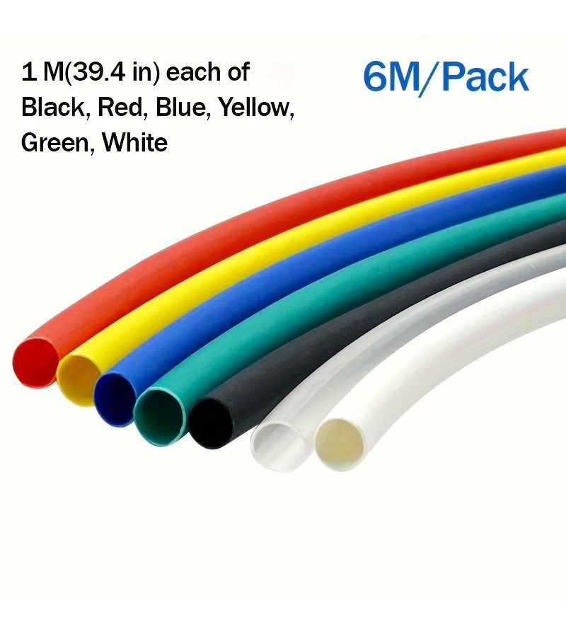 2.5mm Heat Shrink Tubing Set 6 Colors 6 Meters Total Wire Insulation Accessories - Image 1
