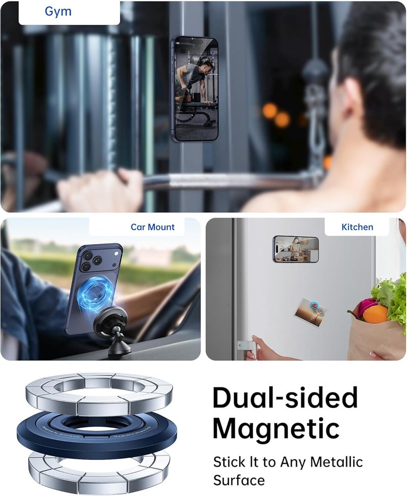 Syncwire for MagSafe Ring Phone Holder, 360° Rotation Magnetic Cell Phone Grip Dual-Sided Magnets Phone Ring Kickstand Compatible with iPhone 17 16 15 14 13 12 Pro Max MagSafe, Android, Samsung etc. - Image 4