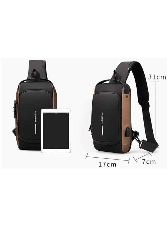USB Charging Sling Anti-theft Shoulder Bag, Crossbody Bag Men's & Women, Waterproof Motorcycle Bag  - Image 3
