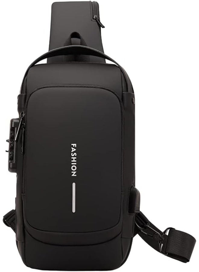 USB Charging Sling Anti-theft Shoulder Bag, Crossbody Bag Men's & Women, Waterproof Motorcycle Bag  - Image 1