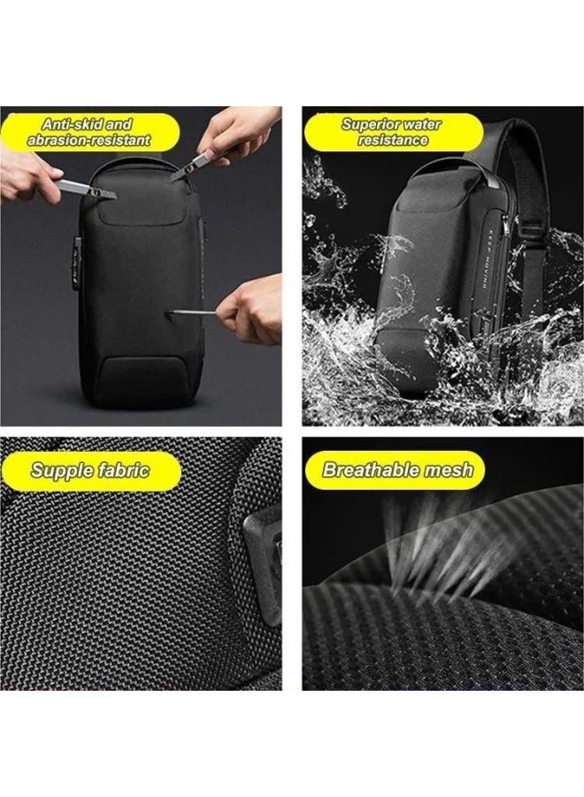 USB Charging Sling Anti-theft Shoulder Bag, Crossbody Bag Men's & Women, Waterproof Motorcycle Bag  - Image 4