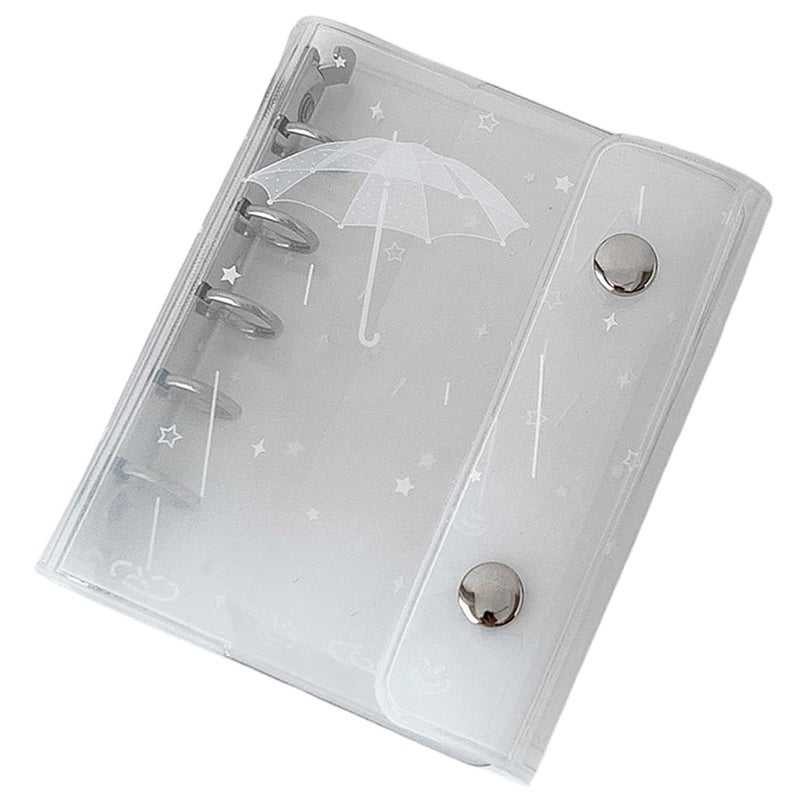Mini Binder | 6-Hole M5 Clear Portable Cute Binder | Pocket Planner Cover - for School Home Study Work Business Travel Daily Weekly Monthly Filing Desk Backpack Purse Tote - Image 1
