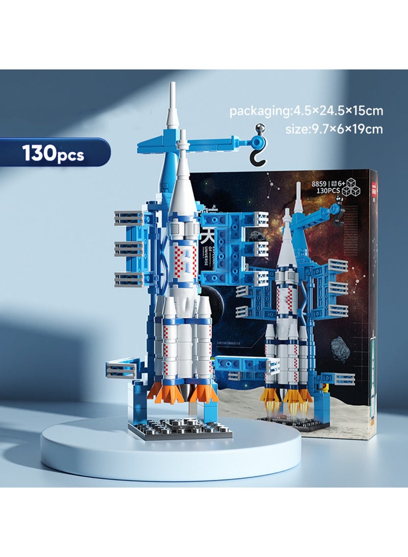 Mini Space Rocket 130pcs Assembly Set Toys, Large Building Block Puzzle Game, Best Learning And Role-Playing, Suitable Gifts For Boys And Girls Over 6 Years Old - Image 2