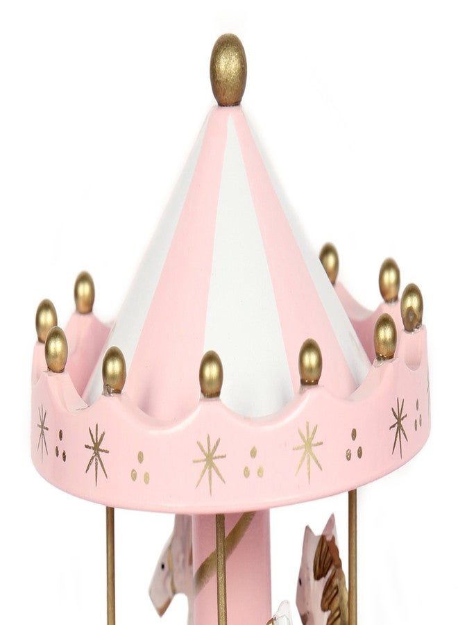 School Supplies Schoolsupplies New Pink Wooden Merry Go Round Carousel Classic Music Box Kids Girls Gift Toy - Image 3