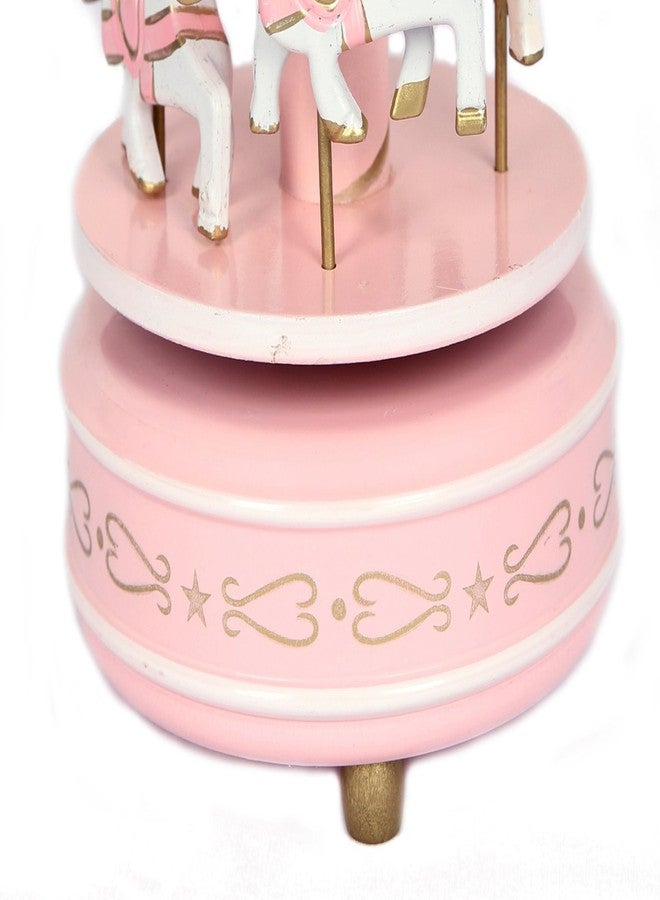 School Supplies Schoolsupplies New Pink Wooden Merry Go Round Carousel Classic Music Box Kids Girls Gift Toy - Image 5