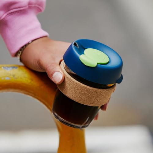 KeepCup Brew Cork - Reusable Coffee Cup Tempered Glass and Natural Cork, M 12oz/340ml - Deep - Image 2