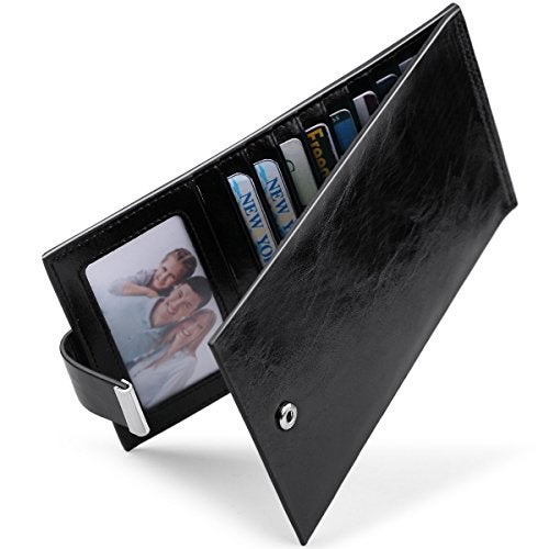 JEEBURYEE Womens Wallet RFID Blocking Multi Credit Card Holder Genuine Leather Long Bifold Clutch Travel Purse with ID Window Black - Image 3