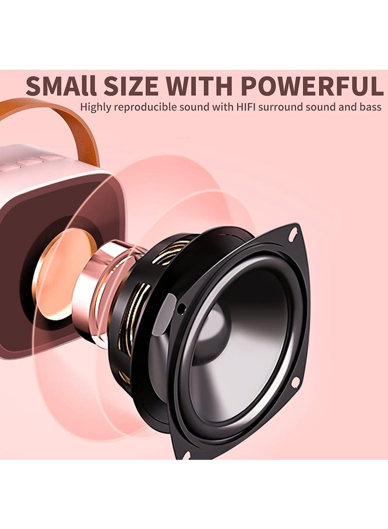 Arabest Mini Karaoke Machine for Kids, Portable Bluetooth Speaker with 2 Wireless Microphone for Adults with Led Lights, Karaoke Gifts for Girls and Boys Birthday Home Party(Pink) - Image 2