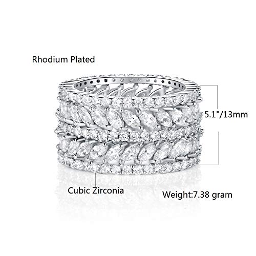 Gemsme 14K Gold Plated Marquise Cubic Zirconia Eternity Statment Ring for Women (10) - Image 2