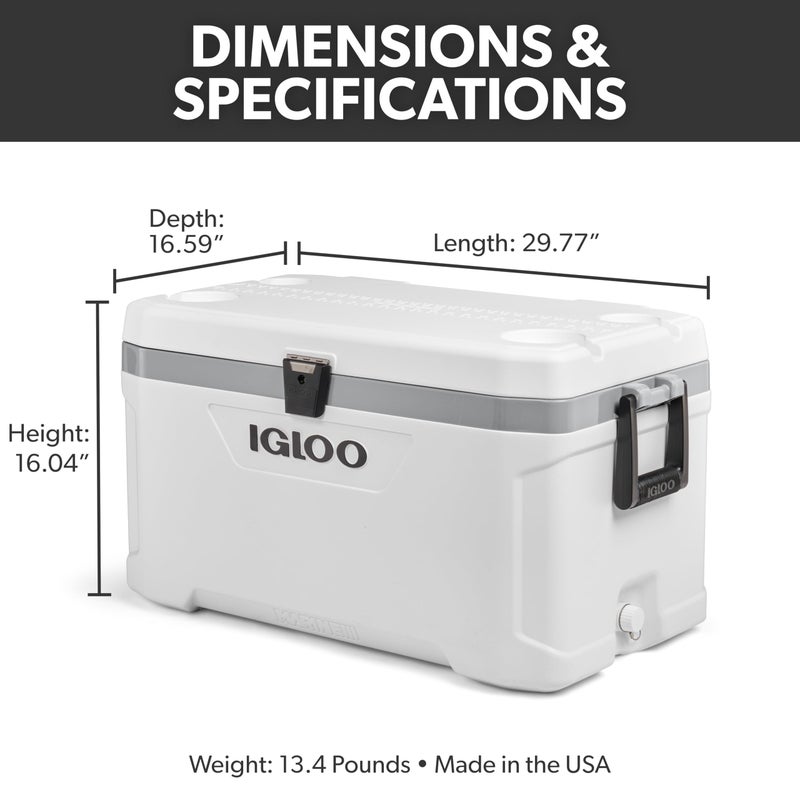 Igloo 70 QT Latitude Marine Ultra White Cooler - Image 3
