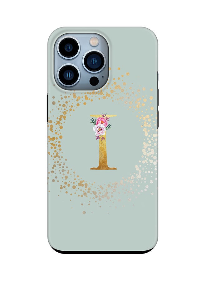 Stylizedd Monogram Tough Series for Apple iPhone 13 Pro Custom Initials Floral Pattern Tough Pro Dual Layer hybrid PC inner TPU protection Alphabet- I (Light Green) - Image 1