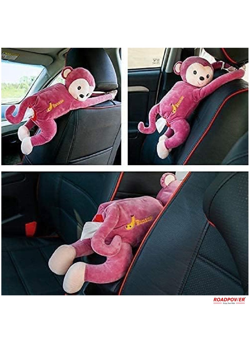 RoadPower - Car Tissue Box Cute Cartoon Soft Plush Napkin Tissue Paper Holder Portable Paper Package Case Car Seat Tissue Box Car Styling Accessories 2 Pack - Image 1
