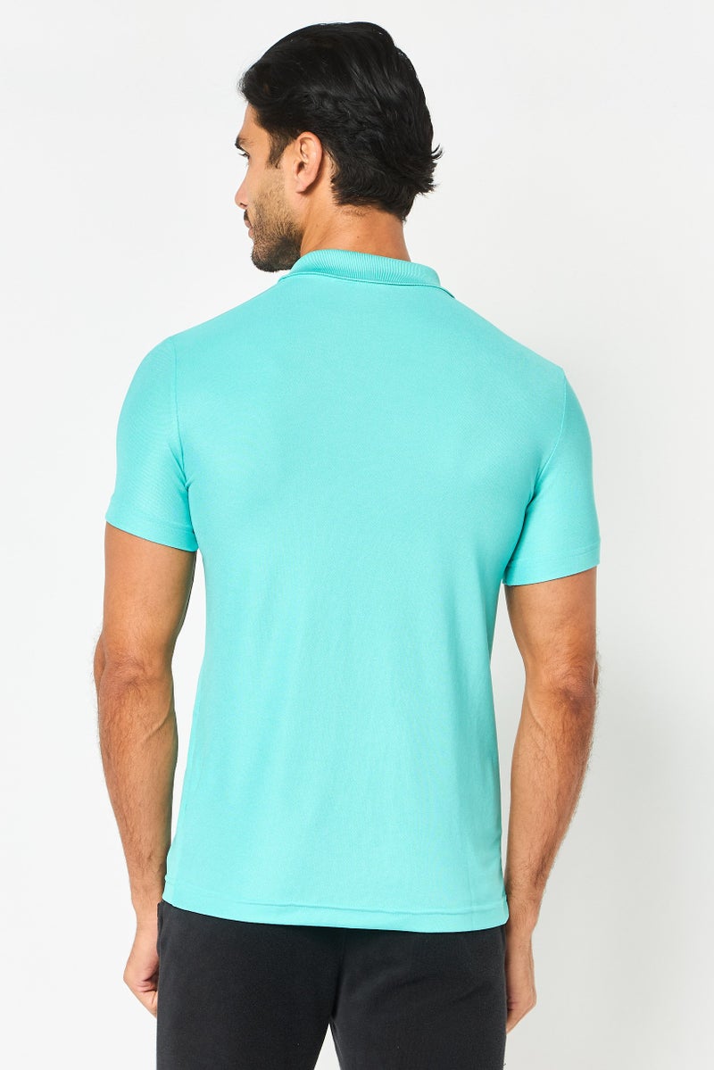 PUMA Men Sportswear Fit Embroidered Logo Short Sleeve Outdoor Polo Shirt, Turquoise - Image 2
