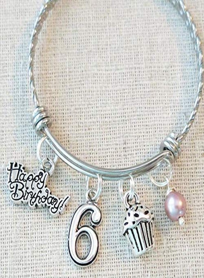 SCRAPHEART 6th Birthday Bracelet for Girls - Happy 6th Birthday Charm Bracelet, Gift for 6-Year-Old Girl, Cute Sixth Birthday Jewelry Present for Daughter or Granddaughter - Image 2