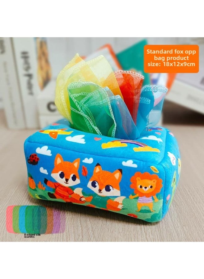 Children Pull Radish Puzzle Early Education Newborn Toys Plush 6 Months Baby Paper Baby 0-1 Years Old-Color:Fox-Standard (8 Edging Scarves) - Image 1