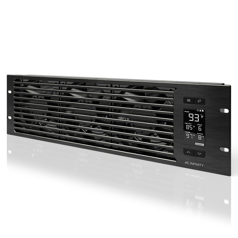 AC Infinity CLOUDPLATE T9-N، لوحة مروحة مثبتة على الرف 3U، تدفق هواء سحب، لتبريد AV، مسرح منزلي، شبكات 19 بوصة - Image 1