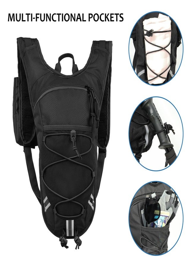 DEVONWIDE Lightweight Hydration Backpack 2L Water Bladder Pack - Black | Water Backpack for Running, Cycling, Hiking | Anti-Theft, Reflective, with Phone Holder & Trekking Pole Loops - Image 4