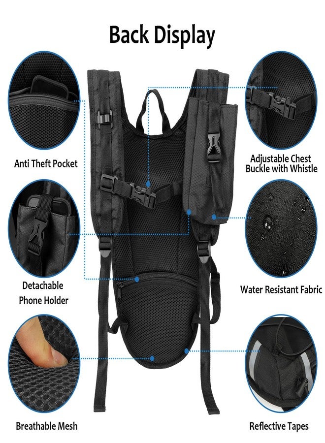 DEVONWIDE Lightweight Hydration Backpack 2L Water Bladder Pack - Black | Water Backpack for Running, Cycling, Hiking | Anti-Theft, Reflective, with Phone Holder & Trekking Pole Loops - Image 5