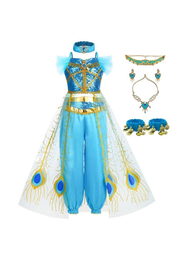 NIBEMINENT Princess Jasmine Classic puffed-sleeve Princess Christmas Aladdin Magic Lamp Dress - Image 1