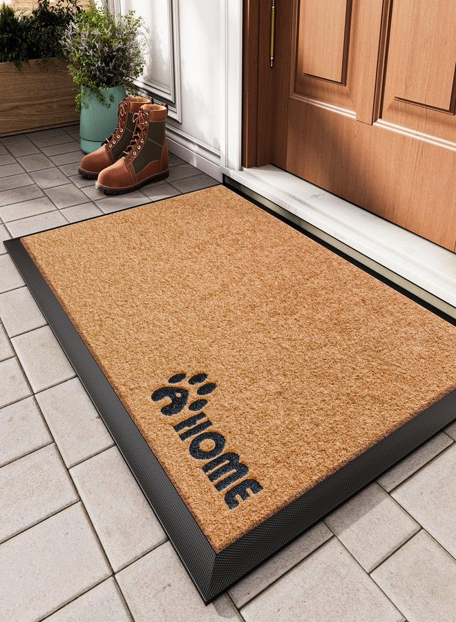 YDKGL Dirt Trapping Outdoor Welcome Mats, 24x35 Durable Non-Slip Door Mat Outside Entrance, Low Profile Easy Clean Doormat for Patio Porch Front Indoor Entryway, Brown - Image 1