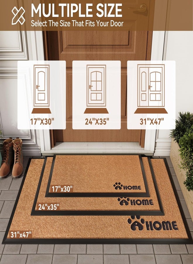YDKGL Dirt Trapping Outdoor Welcome Mats, 24x35 Durable Non-Slip Door Mat Outside Entrance, Low Profile Easy Clean Doormat for Patio Porch Front Indoor Entryway, Brown - Image 2