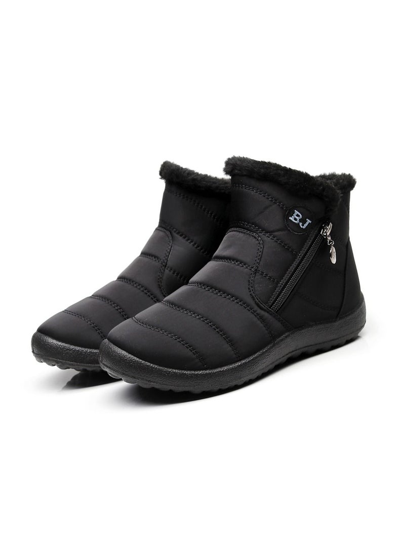 Bj Women Thick Plush Waterproof Side Zipper Side Zipper Black - Image 1