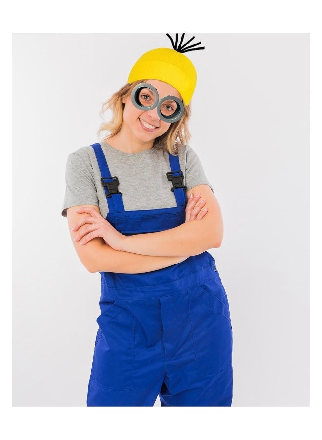 3PCS Steampunk Costume Accessories Set for Adults & Kids - Vintage Goggles, Yellow Beanie Hat, and Gloves for Halloween Parties, Retro Punk Gothic Cosplay, Novelty Outfit Essentials. - Image 3
