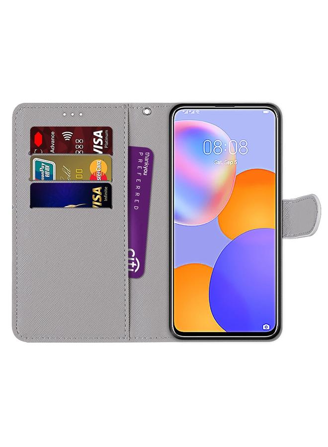 اس-توب جراب لهاتف Huawei Y9a، جراب جلدي من البولي يوريثان قابل للطي أفقيًا بتصميم متقاطع ملون مع حامل وفتحات للبطاقات ومحفظة وحبل تعليق - Image 3