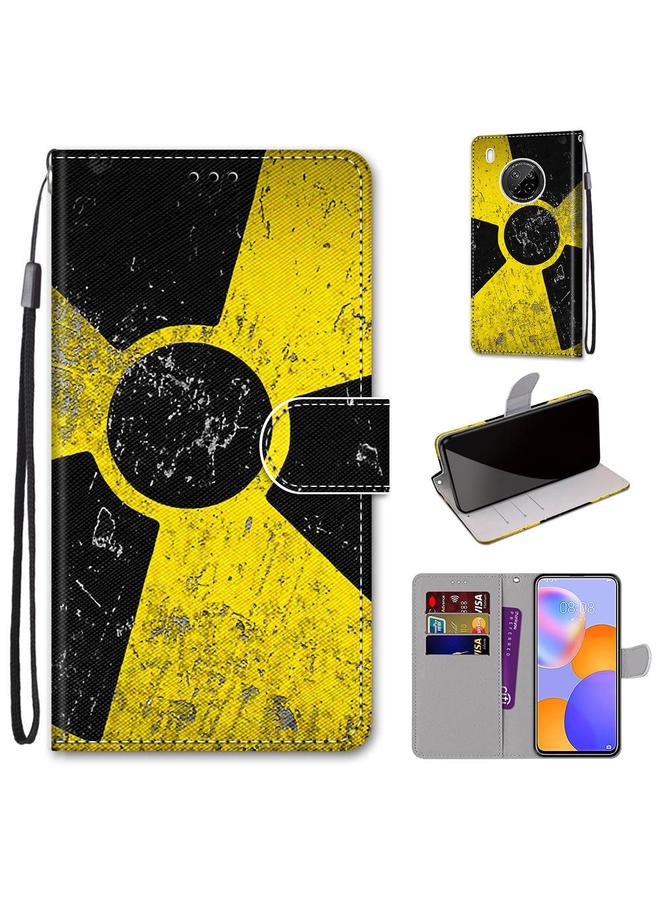 اس-توب جراب لهاتف Huawei Y9a، جراب جلدي من البولي يوريثان قابل للطي أفقيًا بتصميم متقاطع ملون مع حامل وفتحات للبطاقات ومحفظة وحبل تعليق - Image 1