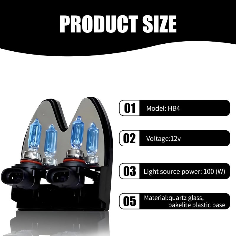 Flygun 2 PCS 9006 Car Halogen Bulbs, Ultra White Light Bulbs, 12V 100W Front Fog Light Bulb, Super Bright High Beam Low Beam Bulb Auto Lights Universal for Most Cars, Trucks, SUVs (White) - Image 2
