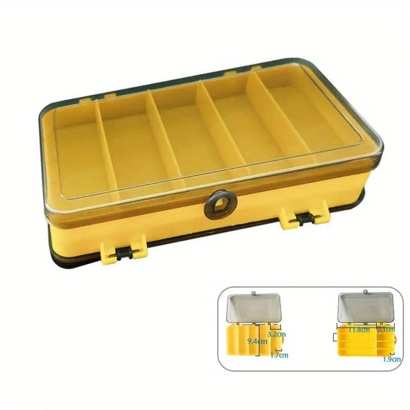 VAYINATO ® Double-Sided Plastic Fishing Lure Box - Transparent Visible Inside 13 Compartments with Drain Hole Fishing Accessories | Lure Bait Box By Petzlifeworld (Yellow) - Image 3