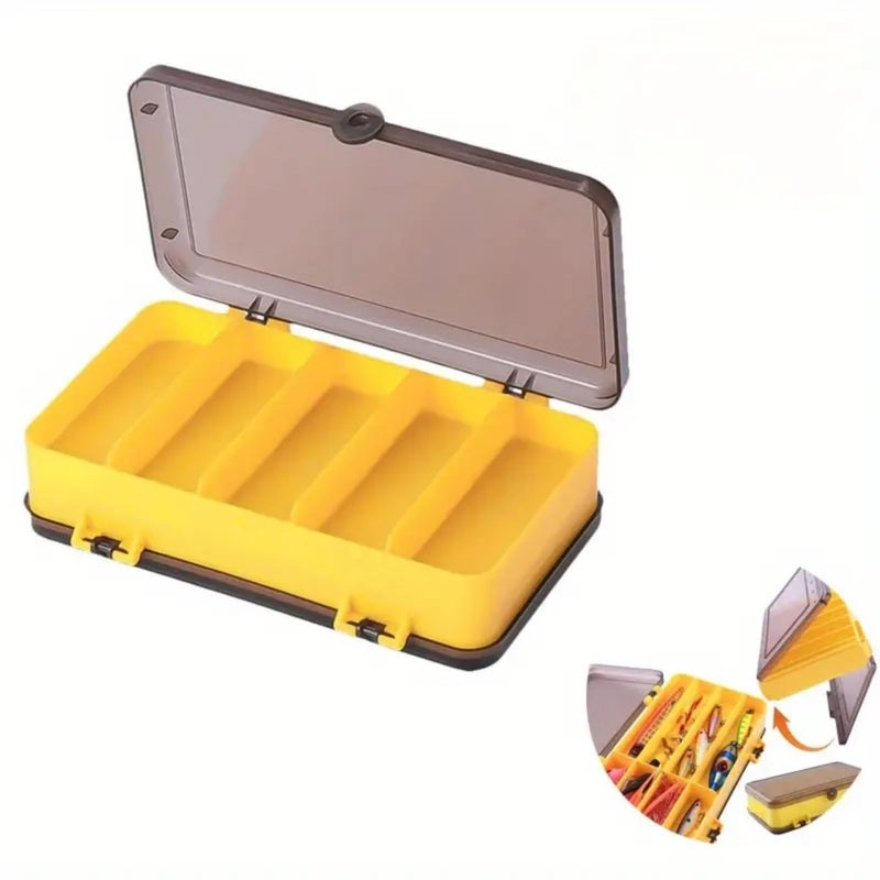 VAYINATO ® Double-Sided Plastic Fishing Lure Box - Transparent Visible Inside 13 Compartments with Drain Hole Fishing Accessories | Lure Bait Box By Petzlifeworld (Yellow) - Image 2