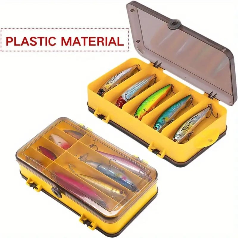 VAYINATO ® Double-Sided Plastic Fishing Lure Box - Transparent Visible Inside 13 Compartments with Drain Hole Fishing Accessories | Lure Bait Box By Petzlifeworld (Yellow) - Image 5