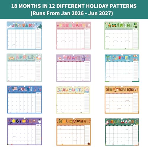 Chambom 2026 Calendar - 18-Month Wall Calendar 2026-2027 from Jan. 2026 - Jun. 2027, 2026 Wall Calendar, 11.5" x 14.5", Calendars with Unruled Blocks, Holidays, Thick Paper for Organizing & Planning - Image 2