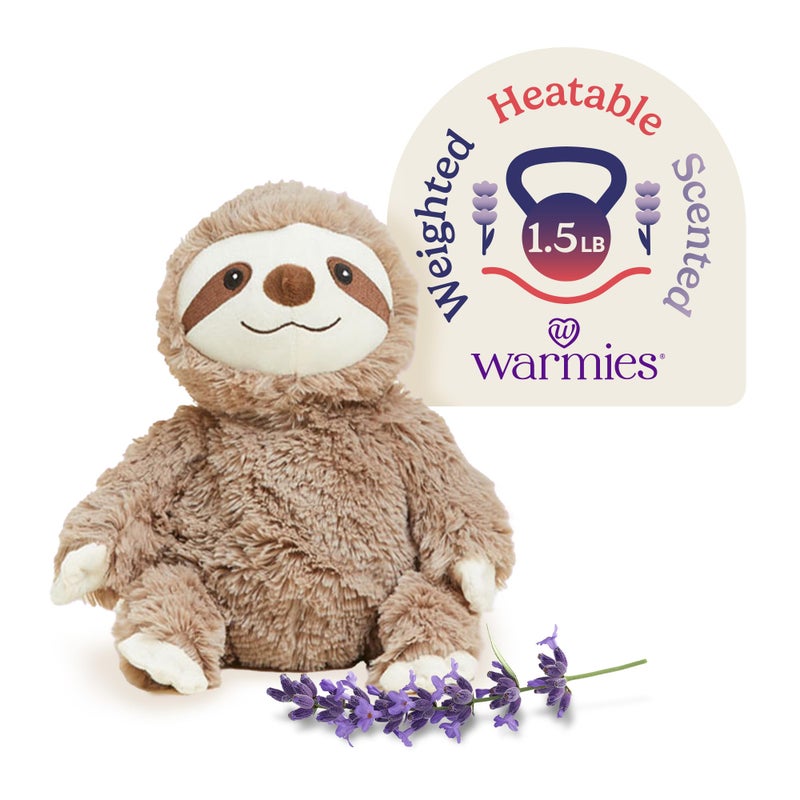 warmies Microwavable & Weighted Stuffed Animals, Sloth - Heated Stuffed Animal Plushie for Warmth & Comfort - Cute Soft Plush Toys for Boys, Girls, Babies & Toddlers - Image 1